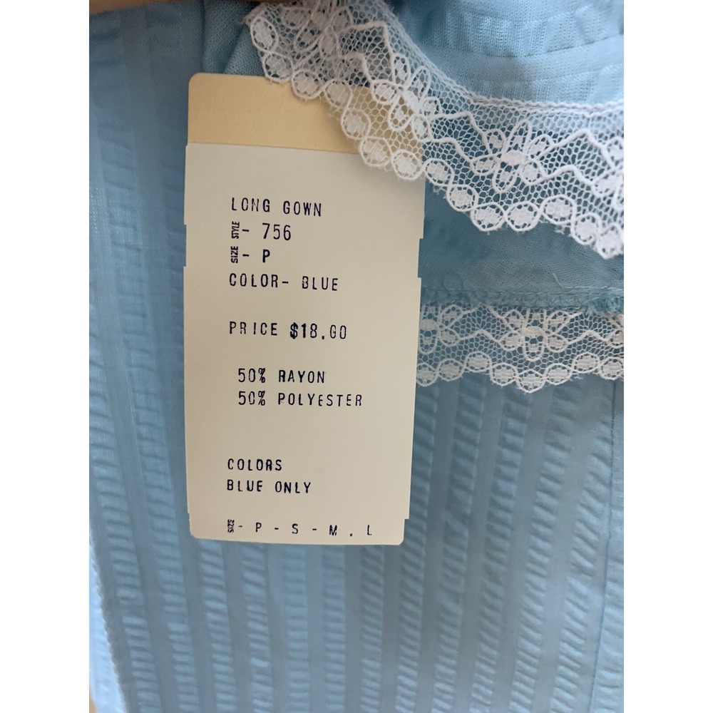 Vintage Najla New York Long Blue Summer Lace Rayon Blend Nightgown S USA NOS - Picture 6 of 8